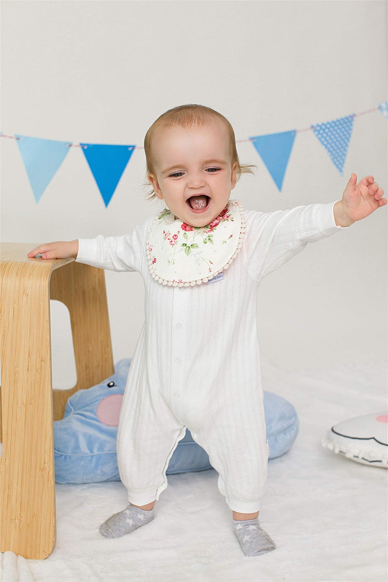 GZMM Baby Bib For Girls,Reversible Waterproof Handmade Natural Cotton Baby Drool Bib 0-12 months 2 Pack - Image 3
